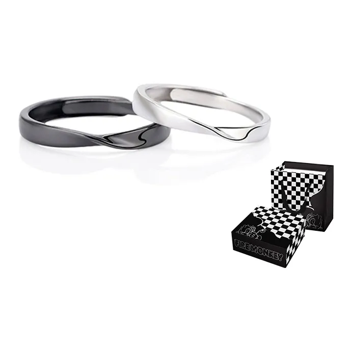 FireMonkey S925 Silver Couple Rings Unisex-2