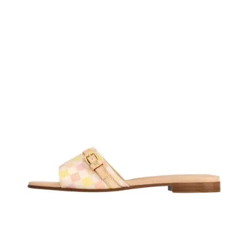 LOUIS VUITTON Revival Slide Slippers Women's Beige Pink Yellow