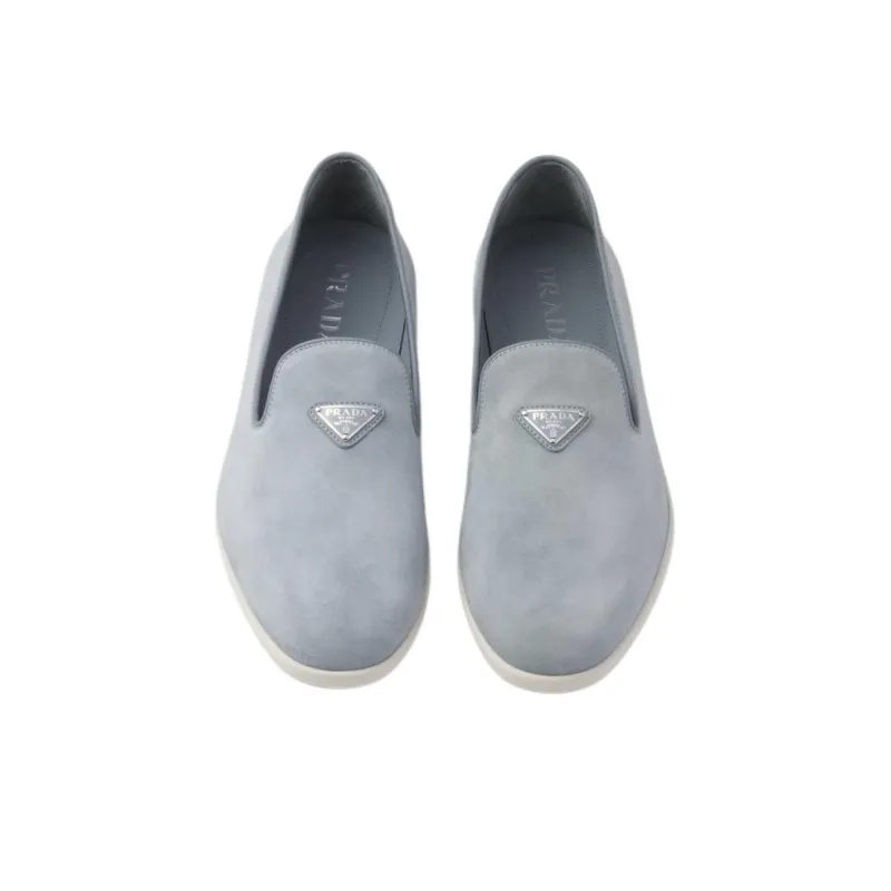PRADA Triangle-logo Suede Loafers-4