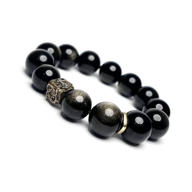 MOUNTAINS AND MANS Obsidian Fortune Beaded Bracelet Men's-1