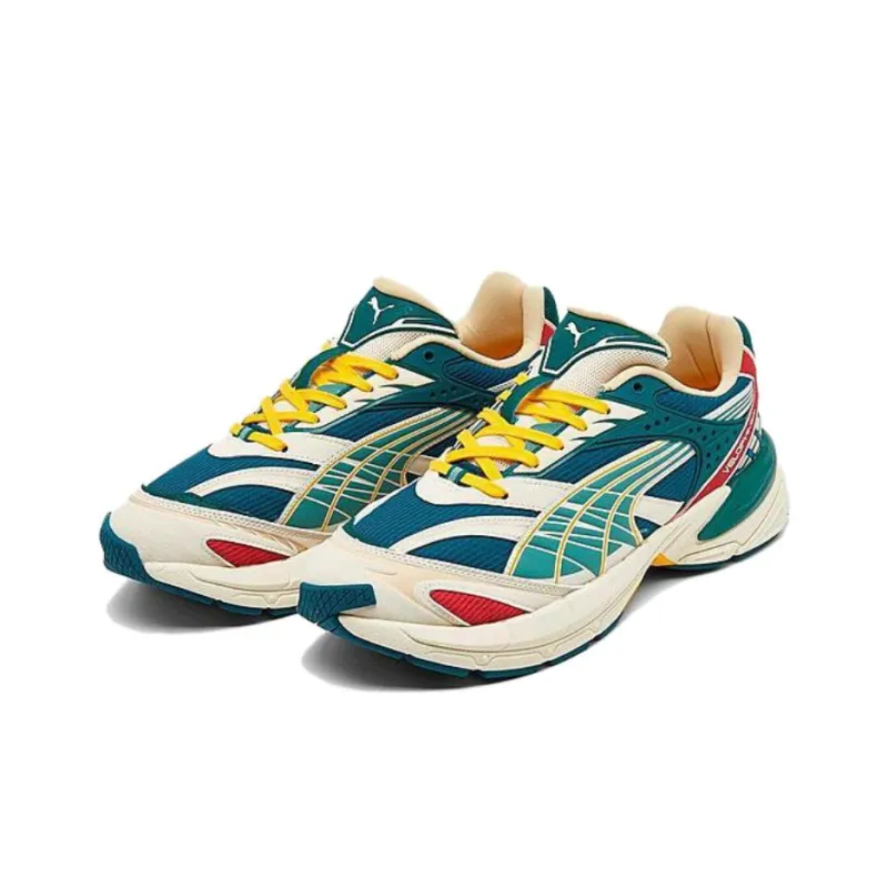 PUMA Velophasis Slip Resistant Low Top Casual Shoes Men's White Green-1
