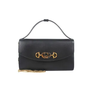 GUCCI Zumi Cow Leather One Shoulder Handbag Small Size Women's Black