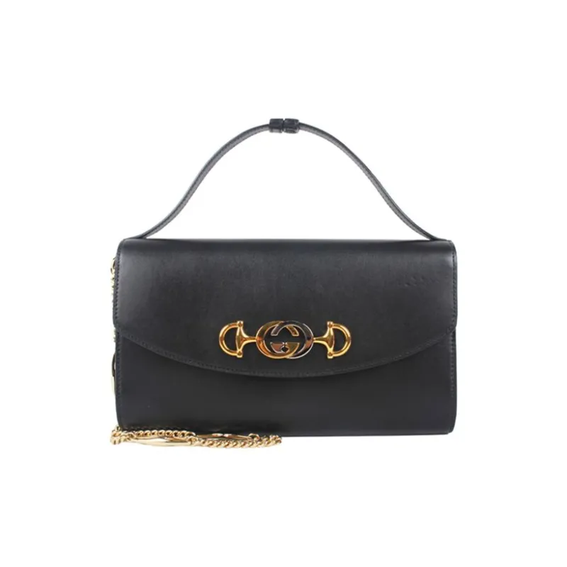 GUCCI Zumi Cow Leather One Shoulder Handbag Small Size Women's Black-0