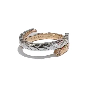 CHANEL 18K Gold Rings Unisex Beige