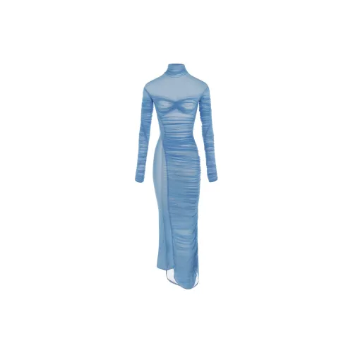 Mugler Ruched Mesh Maxi Dress