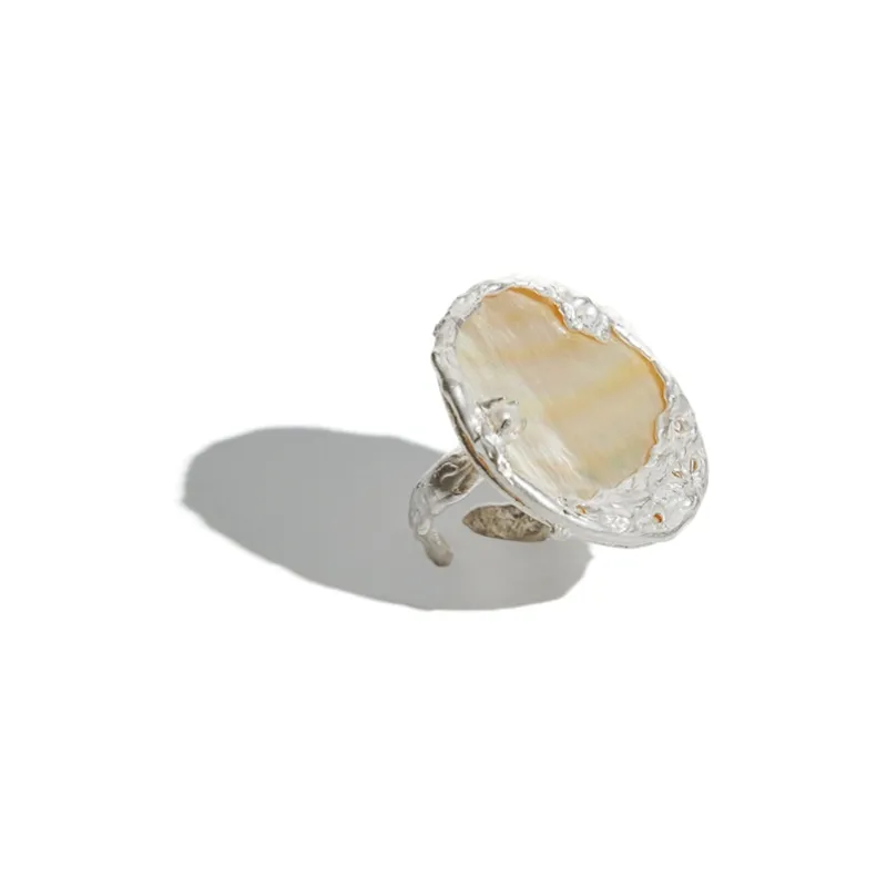 M.Wong Handmade Inlay Mother Of Pearl 925 Sterling Silver Pearl Advanced Sensory Ring Band Women's-2