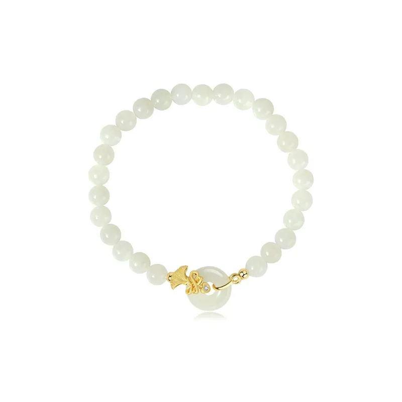 Xifeng Building Hetian Jade Bracelets Pale Greenish White Jade Women's-0