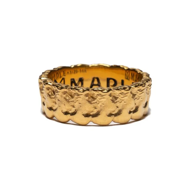 MAPLECO 925 Sterling Silver 14K Gold-Plated Rings Unisex-3
