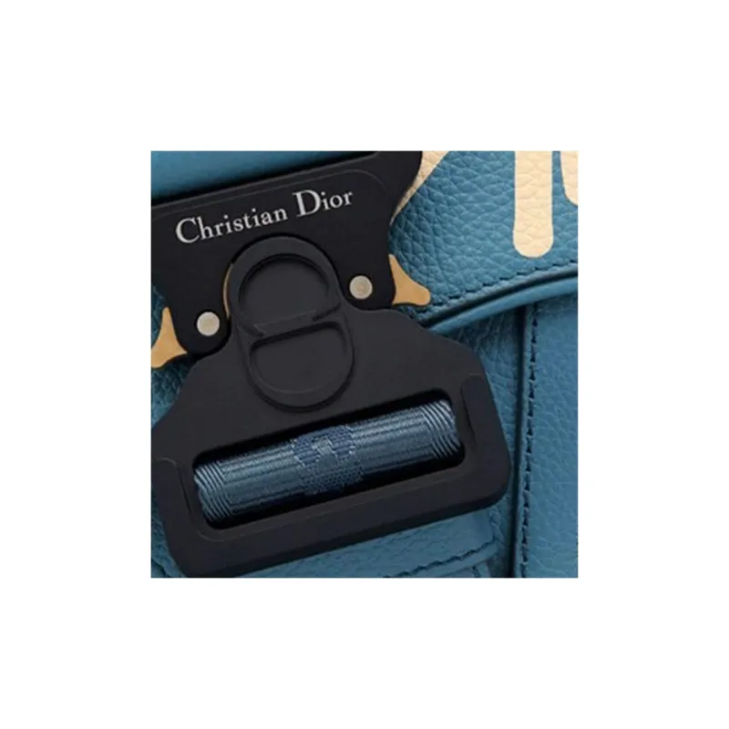 DIOR Saddle Cow Leather Saddle Bag Shoulder Bag Crossbody Bag Men's Blue-3