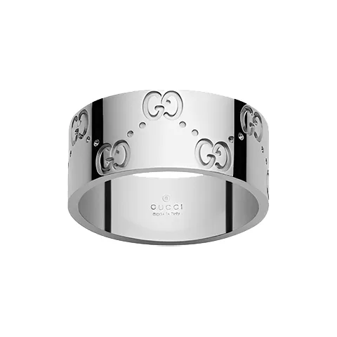 GUCCI 2000 2024 18K White Gold Icon Wide Ring Costume Ring-2
