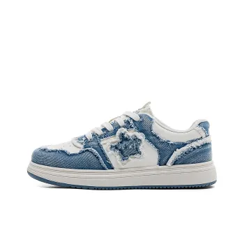 RENBEN Balance Lightweight Breathable Low Top Skateboard Shoes Women's Beige Blue