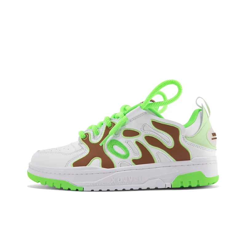 BIGWASP Anti Slip Wear Resistant Low Top Skateboard Shoes Unisex White Green-0