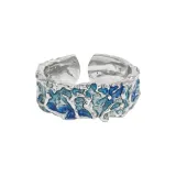 Dark Blue Subterranean Stream, Sterling Silver Ring