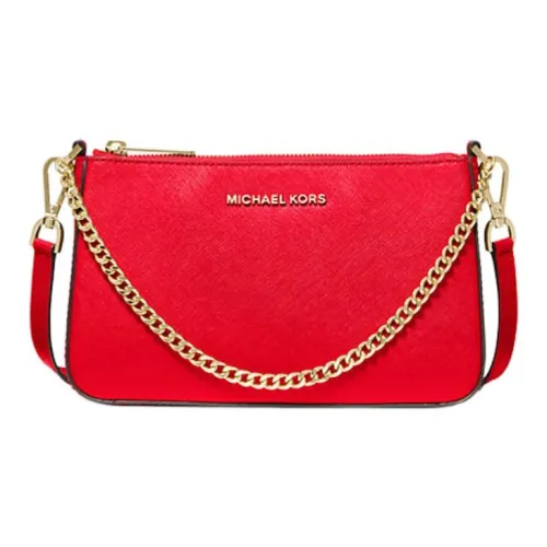MICHAEL KORS Jet Set Leather Envelope Bag Shoulder Bag Crossbody Bag Medium Size Women's Red