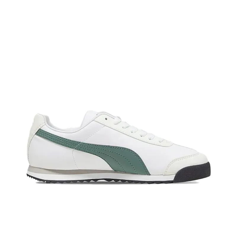 PUMA Roma Basic+ Cushioned Slip-Resistant Low-Top Casual Shoes Men's White Green-1