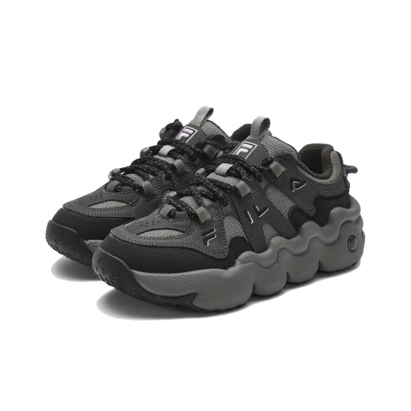 FILA Panini We Cushioning Anti Slip Wear Resistant Breathable Lightweight Coverage Low Top Chunky Sneakers Women's Gray-2