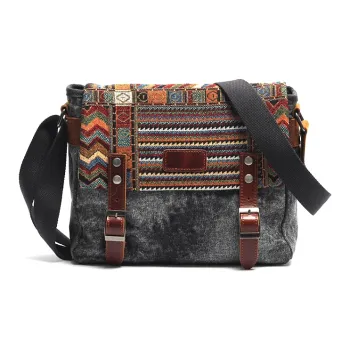 DOSRFINI Canvas Crossbody Bag Men's Gray