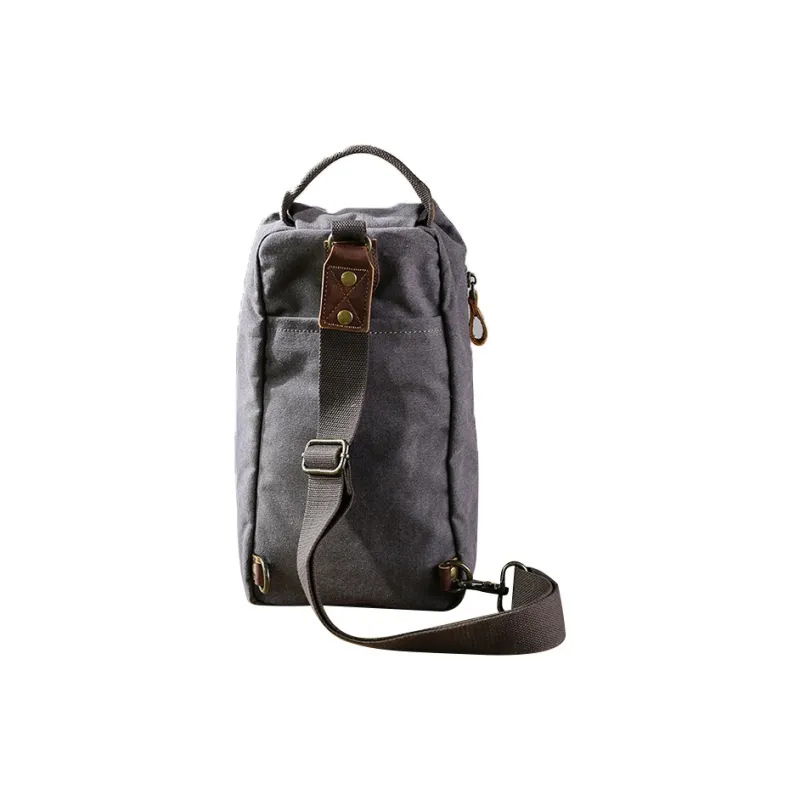 DOSRFINI Canvas Canvas Bag Sling Bag Men's Dark Gray/Khaki/Army Green-3