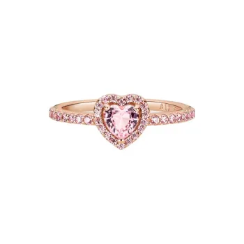 Pandora Copper Silver Alloy Synthetic Cubic Zirconia Rings Women's Pink