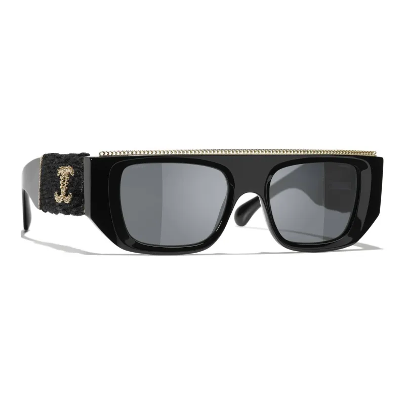 CHANEL Acetate Aviator Sunglasses Women's Black-0