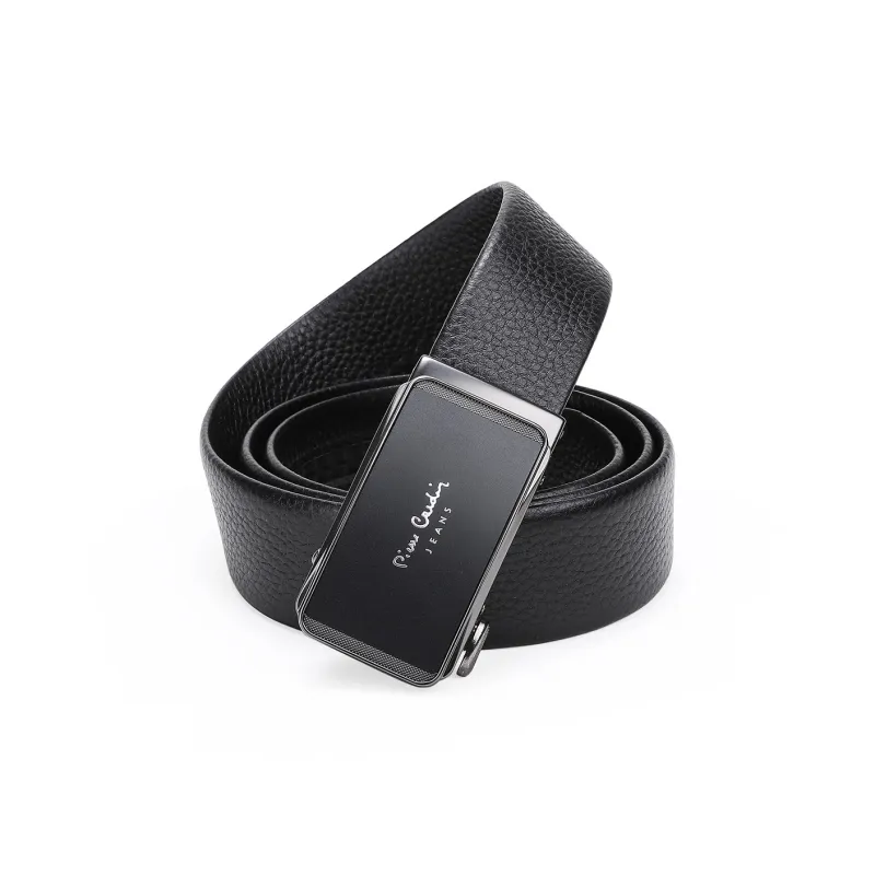 PIERRE CARDIN Top Grain Cow Leather Belts Men's Black 3.5cm-3