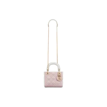 DIOR Lady Dior Sheepskin Lady Dior Bag, Shoulder Bag, Crossbody Bag, Handbag Mini Women's Milk White & Pink