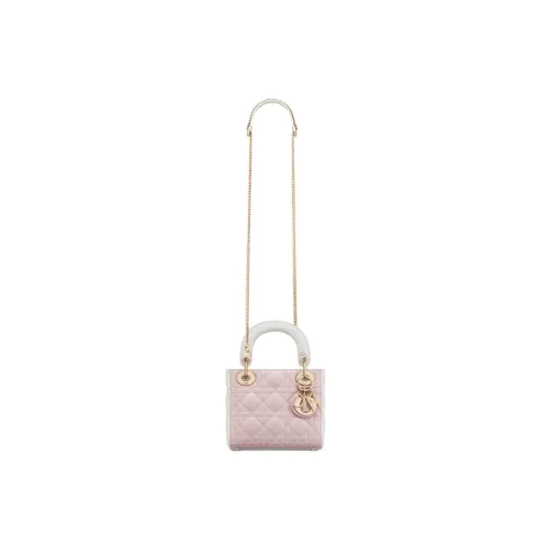 DIOR Lady Dior Sheepskin Lady Dior Bag, Shoulder Bag, Crossbody Bag, Handbag Mini Women's Milk White & Pink