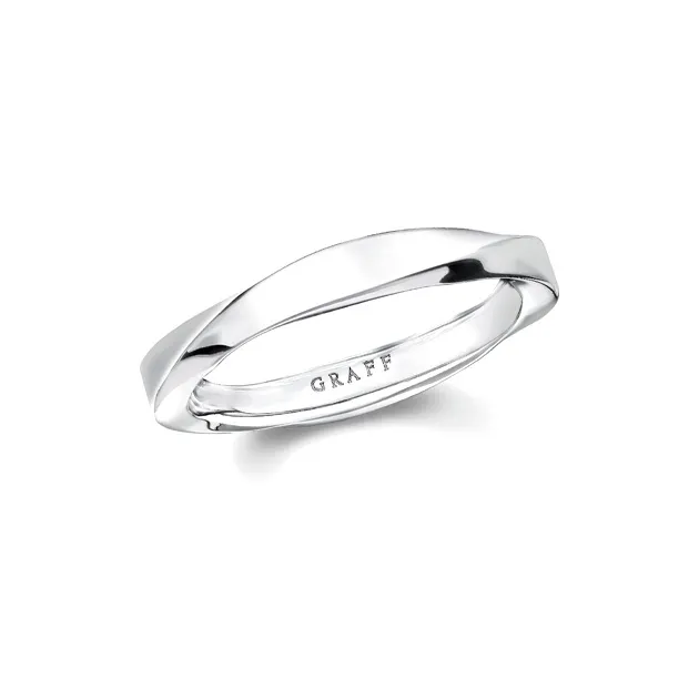 Graff 18K White Gold Ring, Loose Fit Unisex Silver-0