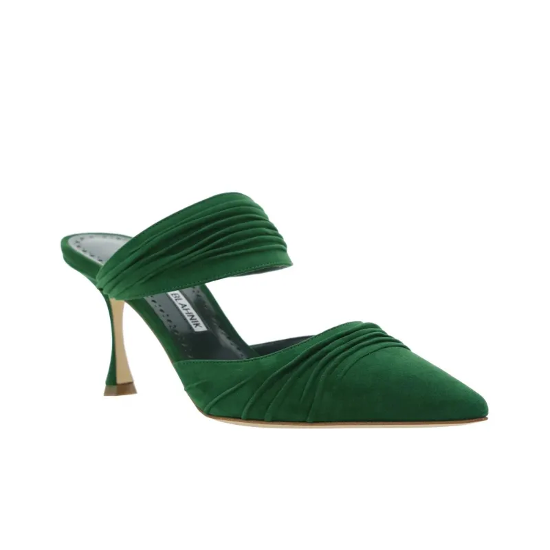 MANOLO BLAHNIK Wrap toe Slippers Women's Green-1