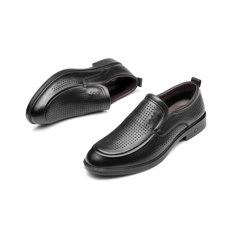 Strongman 3515 Cut-Out Leather Shoes For Men-Summer Men's Leather Sandal Dress Shoes Slip-on Soft-2