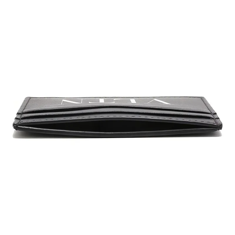 Valentino Cow Leather Card Holder Card Holder Men's Black White-5