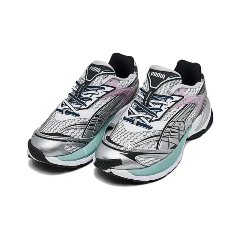 PUMA Velophasis Technisch Slip Resistant Low Top Casual Shoes Women's Gray Pink Blue-1