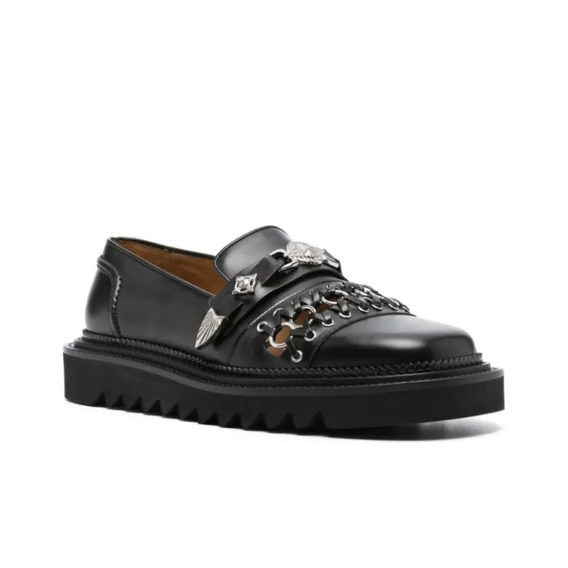 TOGA VIRILIS Stud-embellished Leather Loafers-2