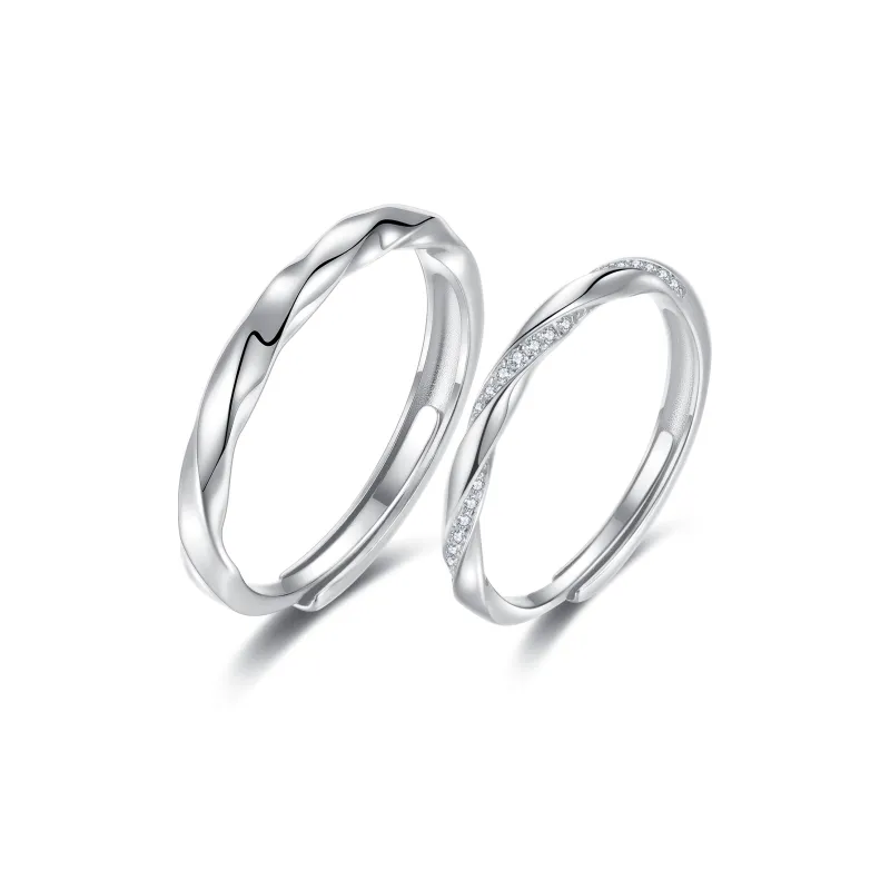 CARLHEIM S925 Silver Couple Couple Rings Unisex-0