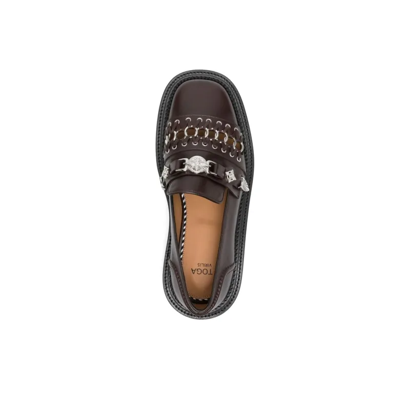 TOGA VIRILIS Stud-embellished Leather Slippers-4