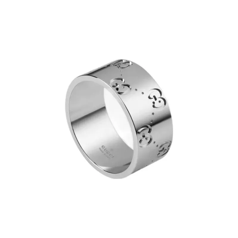 GUCCI 2000 2024 18K White Gold Icon Wide Ring Costume Ring-3