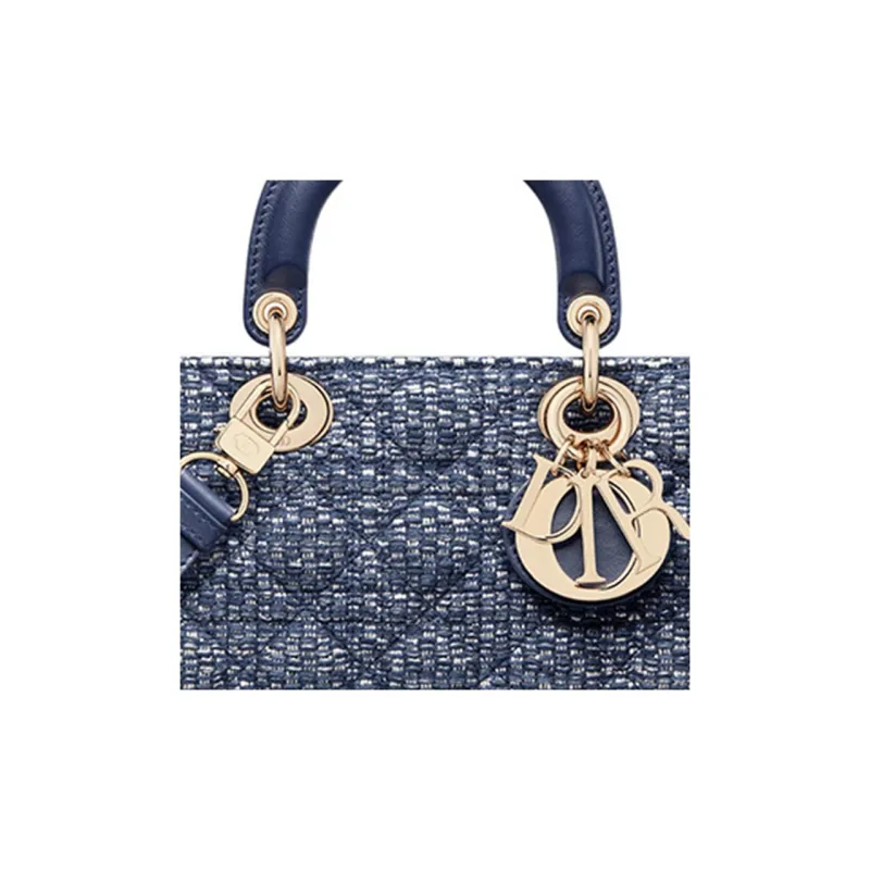 DIOR Lady D-JOY Canvas With Leather Daisie Bag Canvas Bag Shoulder Bag Crossbody Bag Handbag Women's Blue-5