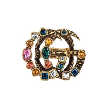 GUCCI Crystal Double G Ring
