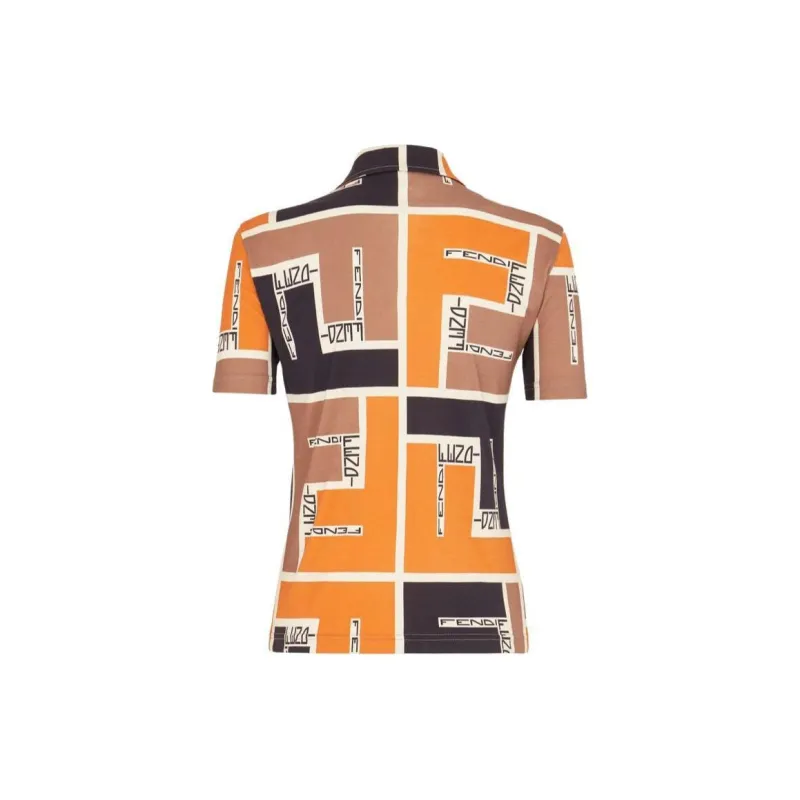 FENDI Ff Motif Short Sleeved Polo Shirt-1