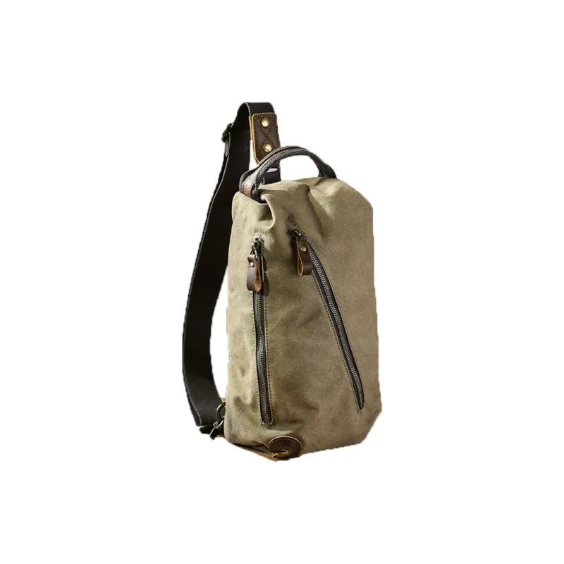 DOSRFINI Canvas Canvas Bag Sling Bag Men's Dark Gray/Khaki/Army Green-7