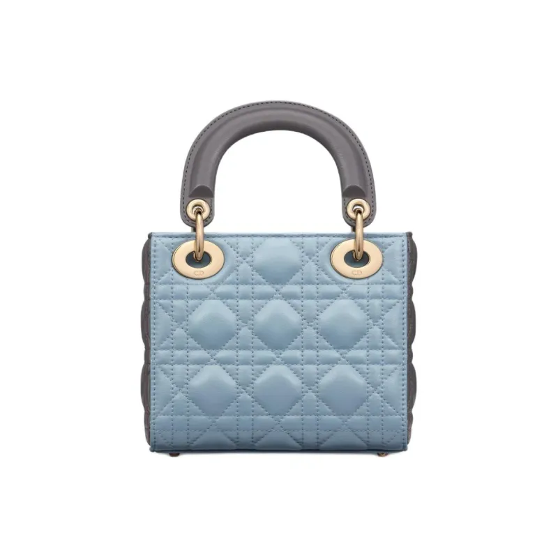 DIOR Lady Dior Sheepskin Dior Bag Shoulder Bag Crossbody Bag Handbag Mini Women's Blue & Gray-3