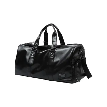 MOYYI PVC Leather Gym Bag Regular Unisex Black