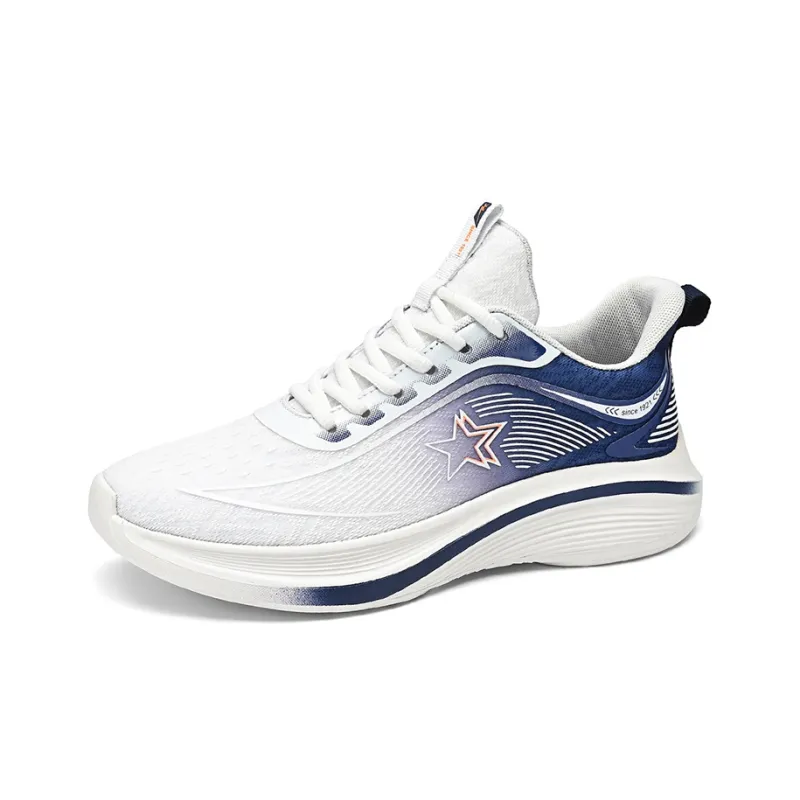 Binary Running Shoes Men Low Top White Dark Blue-1