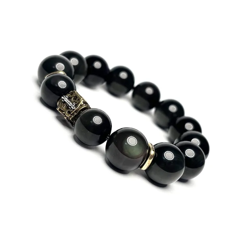 MOUNTAINS AND MANS Obsidian Fortune Beaded Bracelet Men's-4