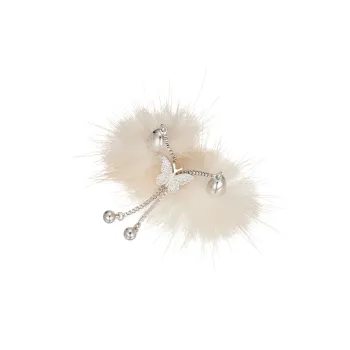 STUGAZI White Gold Plated Copper Mink Fur Rings Unisex Silver Coffee