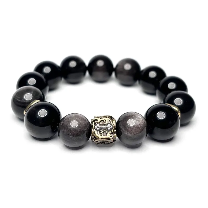 MOUNTAINS AND MANS Obsidian Fortune Beaded Bracelet Men's-6