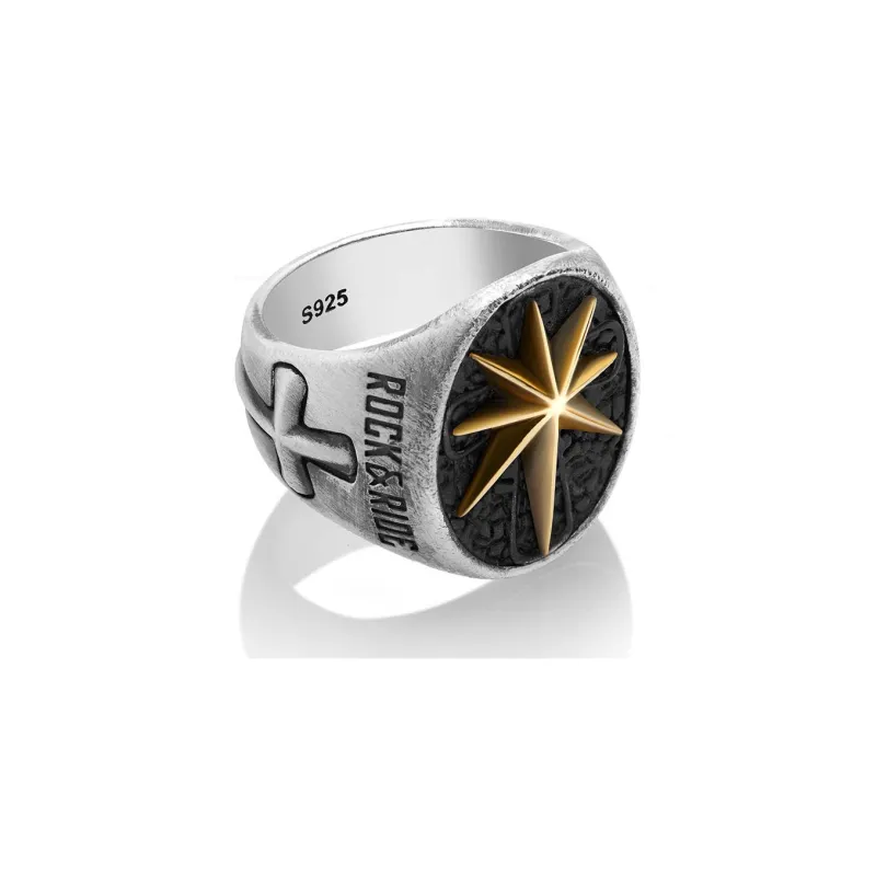 ROCK&RIDE 925 Sterling Silver, Brass Rings Men's-1