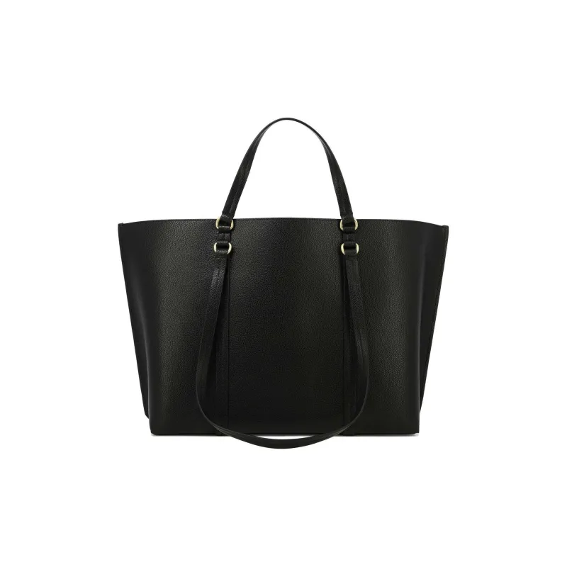PINKO Cow Leather Tote Bag Shopping Bag One Shoulder Handbag Large Size Women's Black-3