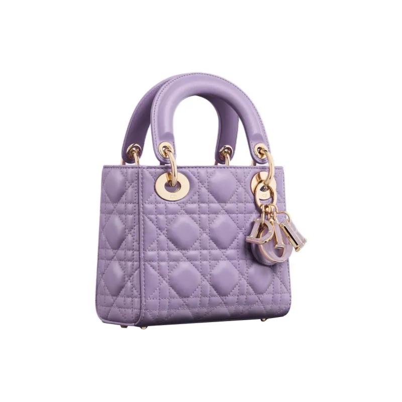 DIOR Lady Dior Sheepskin Dior Bag Shoulder Bag Crossbody Bag Handbag Mini Women's Light Purple-2