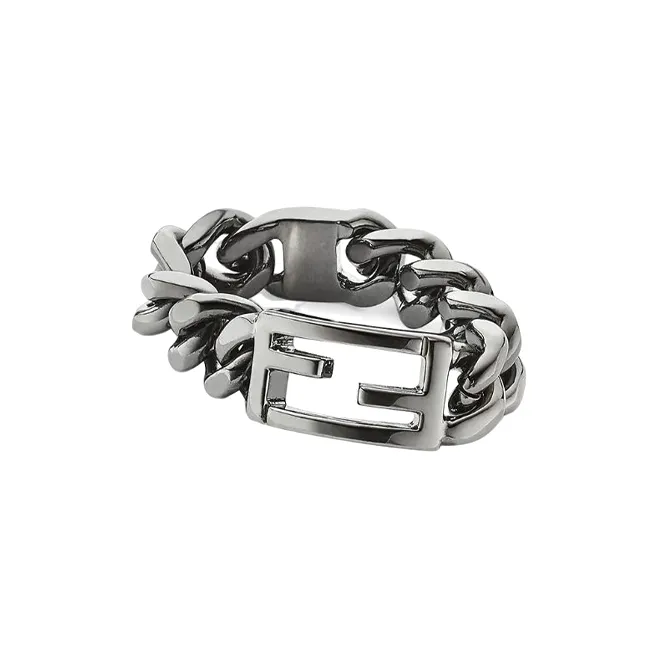 FENDI Baguette Rings Men Rhodium Gray-1